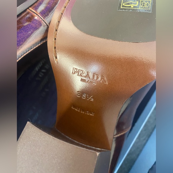 PRADA Marie-Jane brown leather pumps - Picture 10 of 16